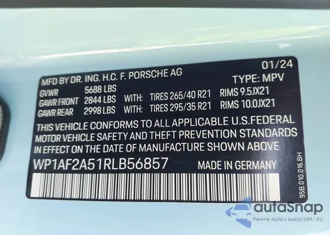 2024 Porsche Macan Gts z USA, uszkodzony, nr VIN WP1AF2A51RLB56857